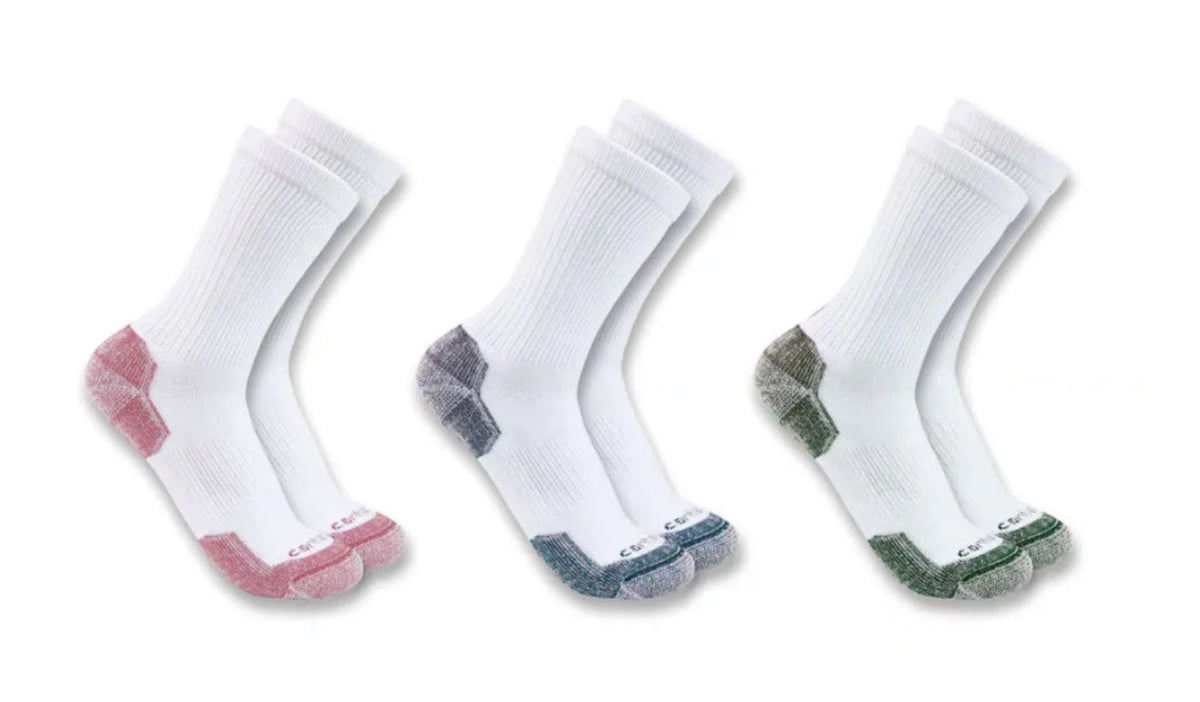 Carhartt Women's Midweight Cotton Blend Crew Sock 3 Pack Socks Carhartt White Assorted M