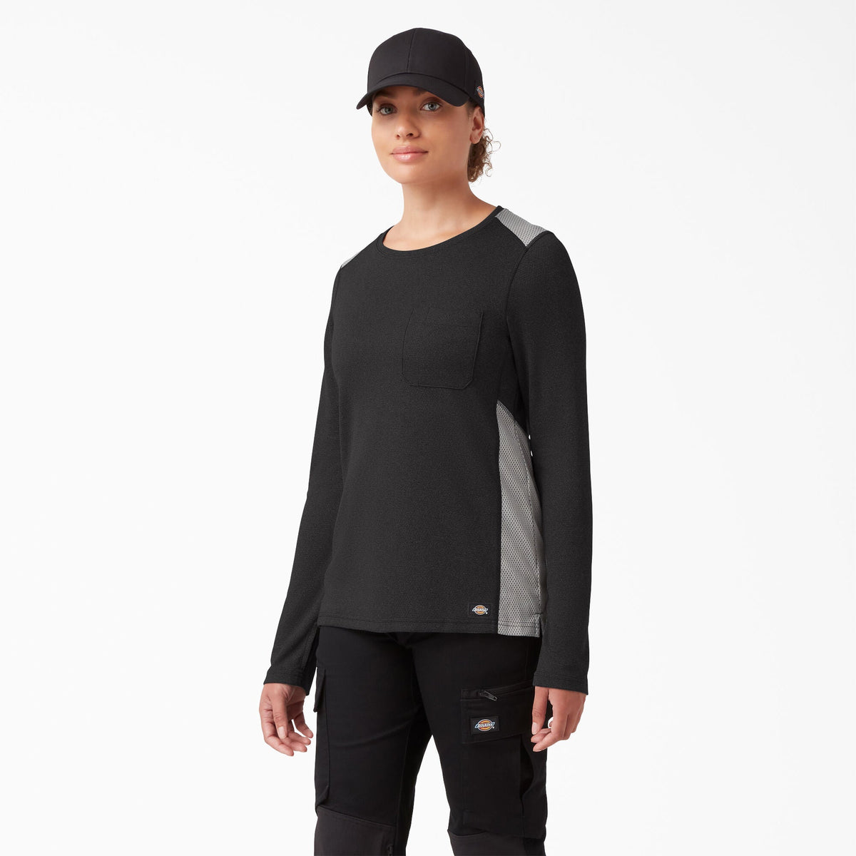 Dickies Women's Temp-IQ 365 Long Sleeve Pocket T-Shirt Long Sleeve T-Shirts Dickies Knit Black L Reg