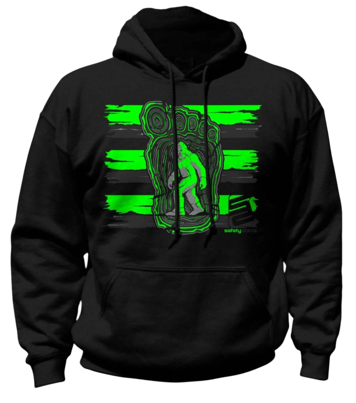SafetyShirtz Bigfoot Graphic Hi-Vis Safety Stripe Hoodie Sweatshirts & Hoodies SafetyShirtz Neon Green/Black 2XL Reg