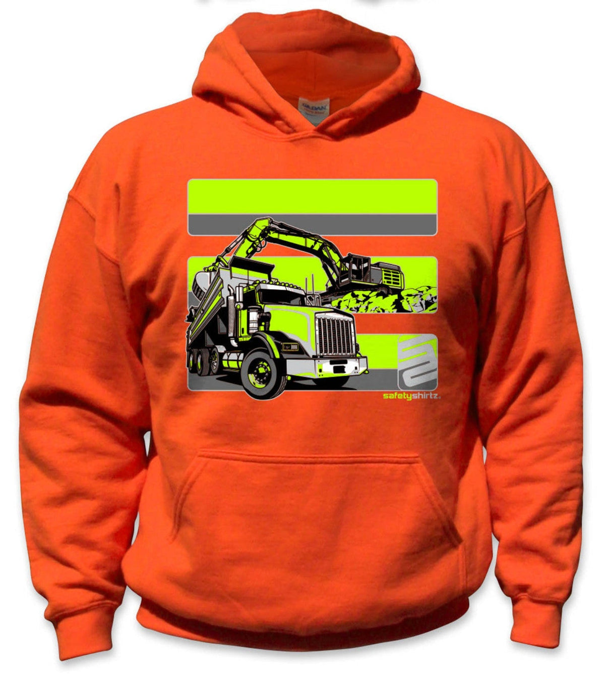 SafetyShirtz Kid's Dirtworks Hi-Vis Safety Stripe Hoodie Sweatshirts & Hoodies SafetyShirtz Neon Yellow/Gray/Orange L Big Kid