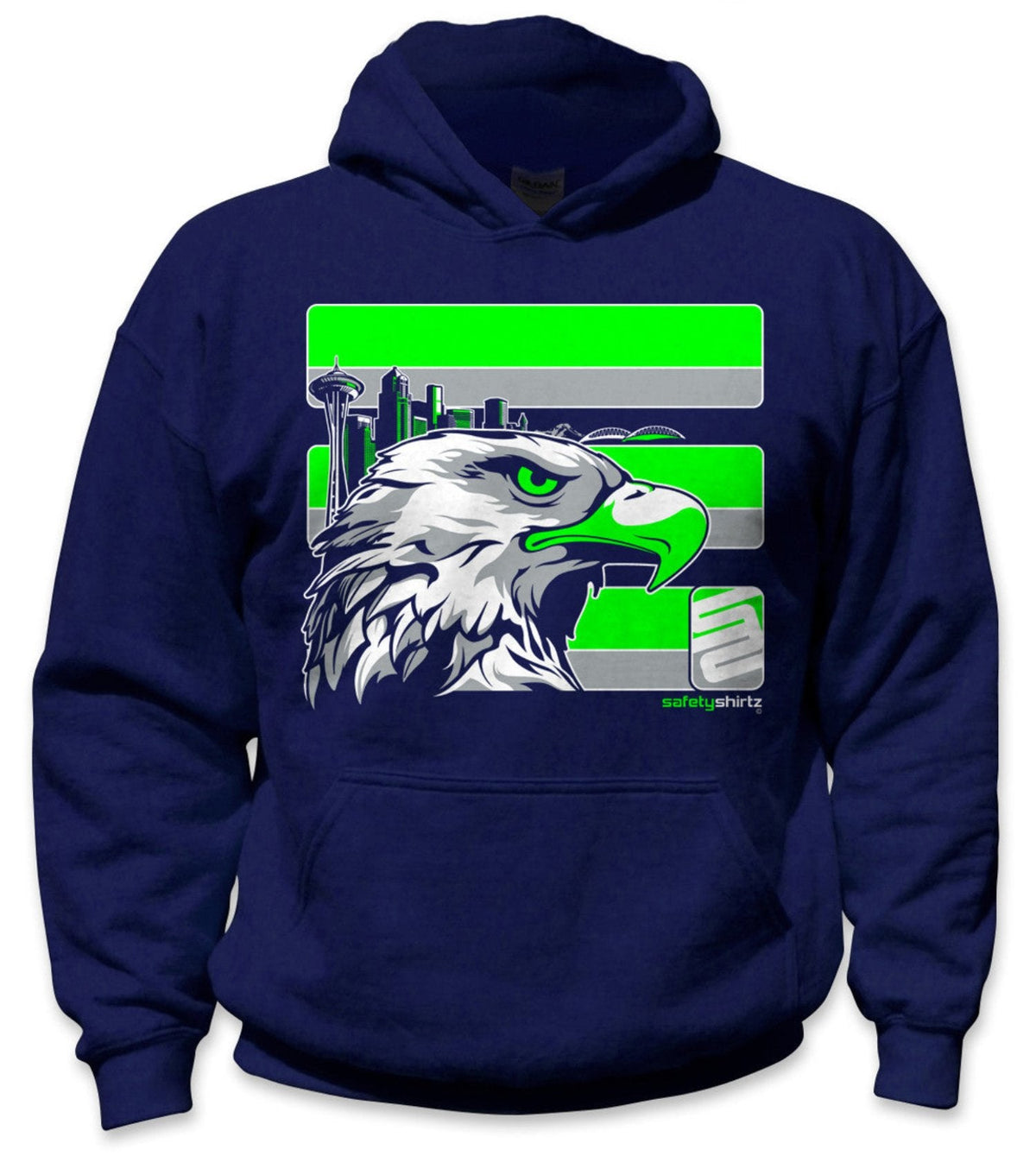 SafetyShirtz Youth Seattle Hoodie Sweatshirts & Hoodies SafetyShirtz Navy/Green/Gray L Reg