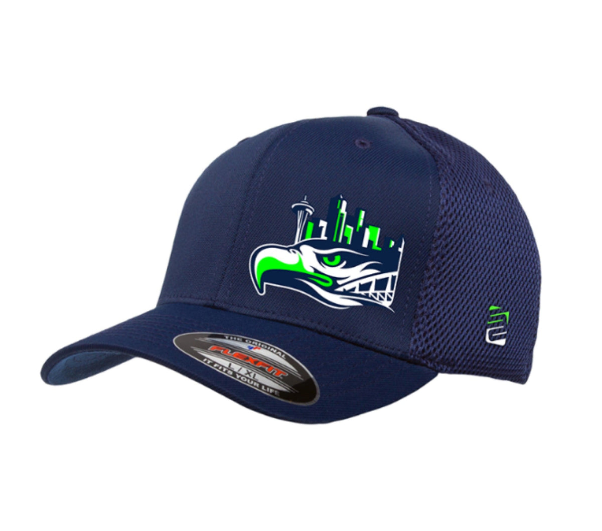 SafetyShirtz Seattle Flex-Fit Graphic Cap Hats & Caps SafetyShirtz Green/Navy L/XL Reg
