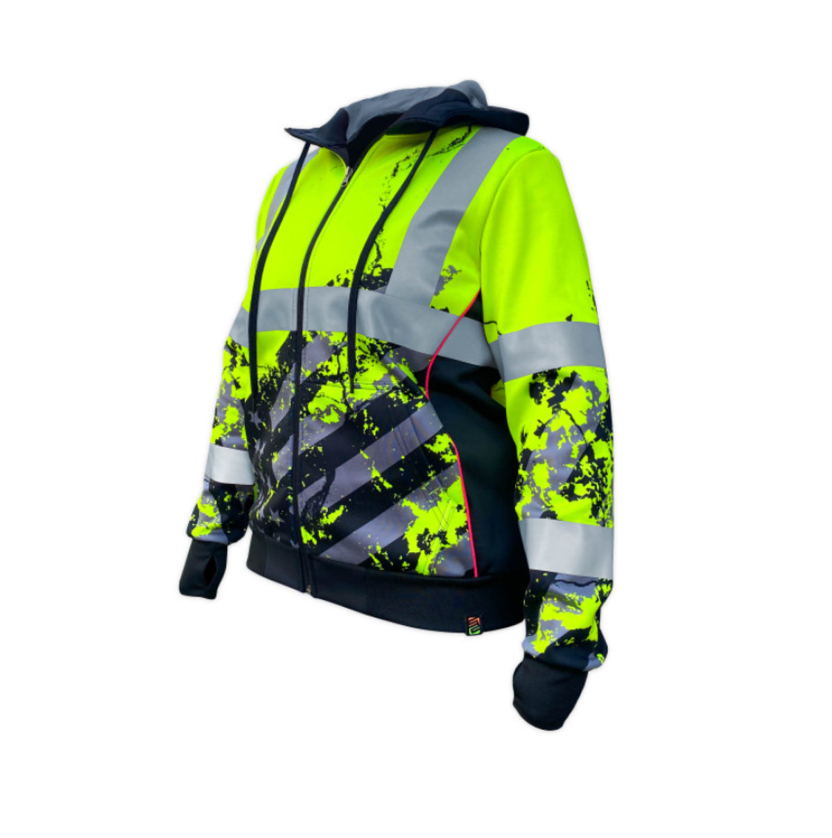 SafetyShirtz Women's SS360º American Grit Class 3 High Visibility Zip Safety Hoodie Sweatshirts & Hoodies SafetyShirtz Safety Green/Yellow 2XL Reg