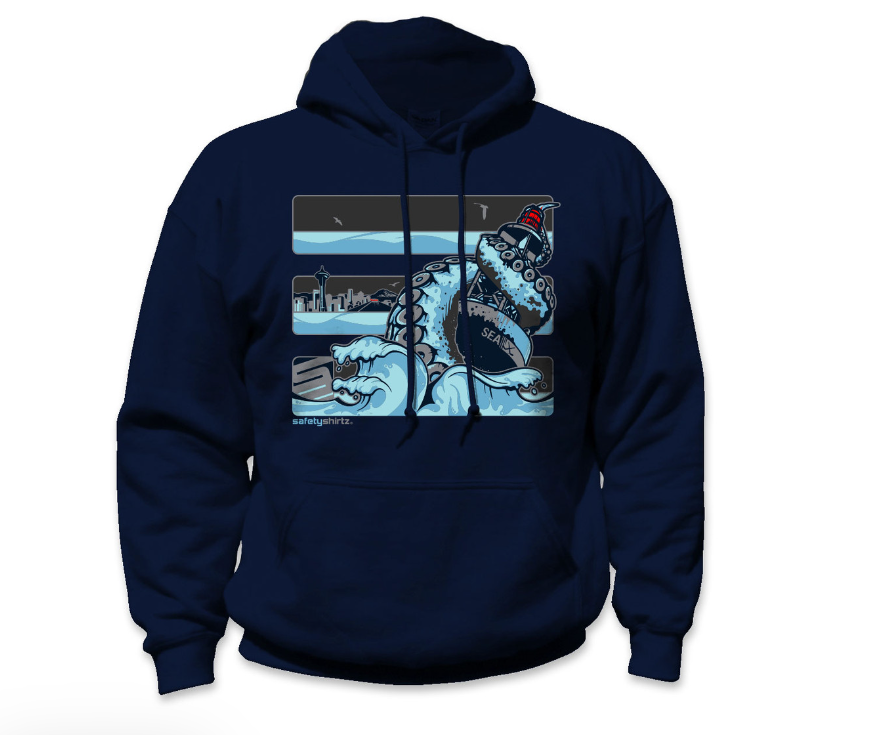 SafetyShirtz Seattle Ice Safety Reflective Hoodie Sweatshirts & Hoodies SafetyShirtz Reflective/Navy Blue 2XL Reg