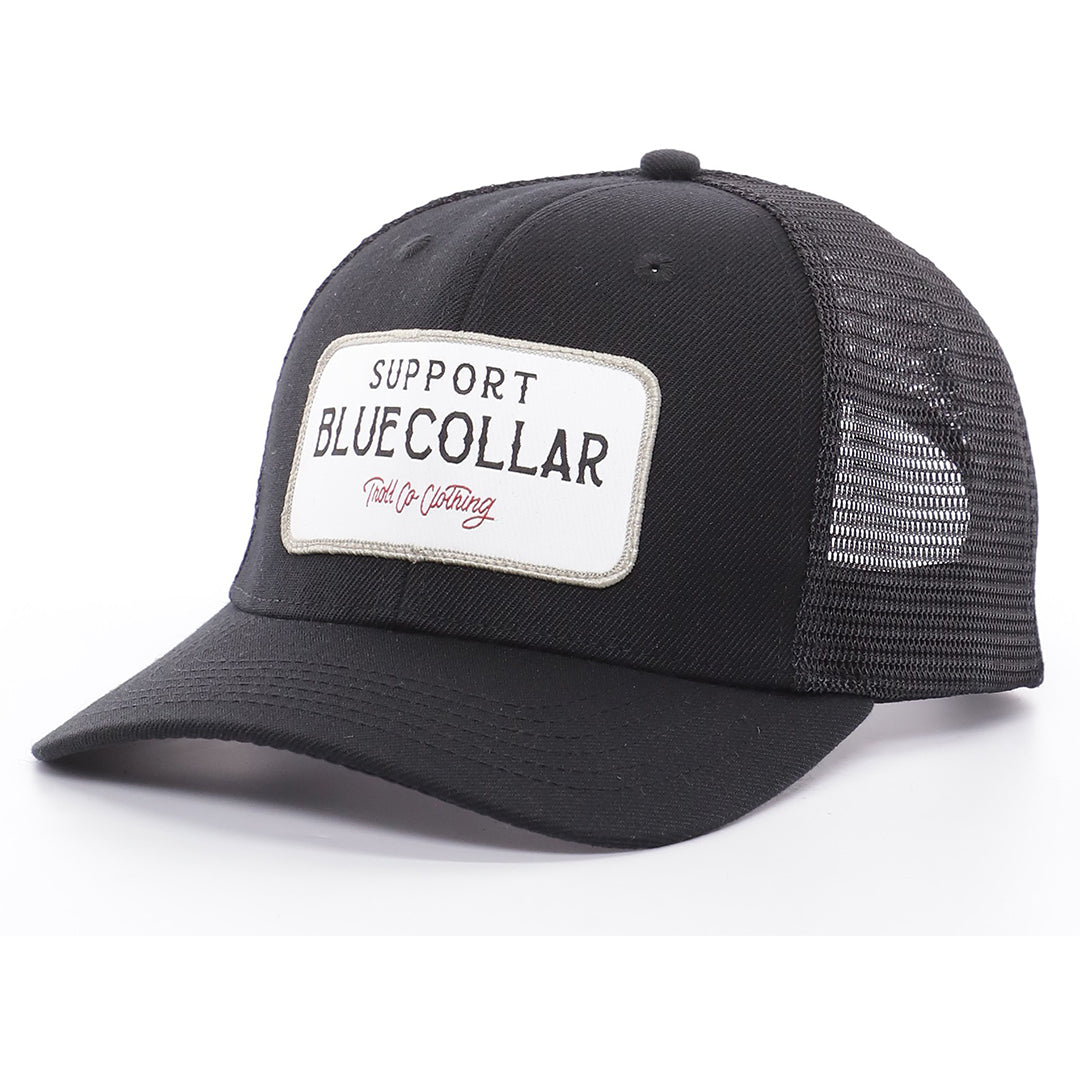 Troll Co. Fortify "Support Blue Collar" Patch Mesh Snapback Hat Hats & Caps Troll Co. Black/White OS