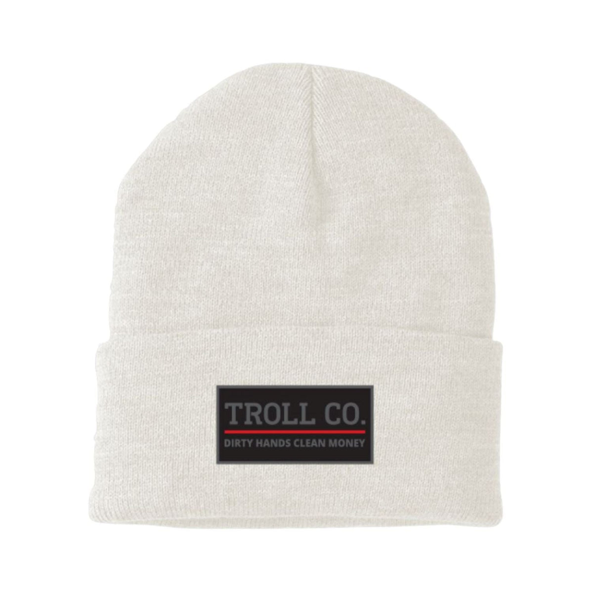 Troll Co. Premium "Dirty Hands, Clean Money" Patch Knit Beanie Hard Hats & Accessories Troll Co. White OS