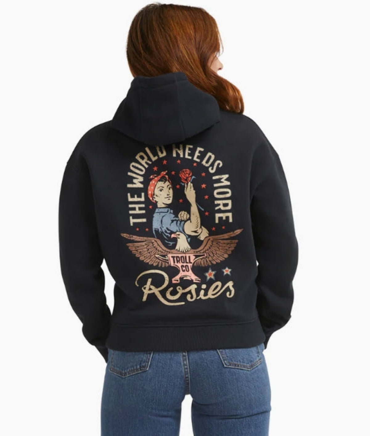Troll Co. Women's Rosie "The World Needs More Rosies" Graphic Hoodie Sweatshirts & Hoodies Troll Co. Black 2XL Reg