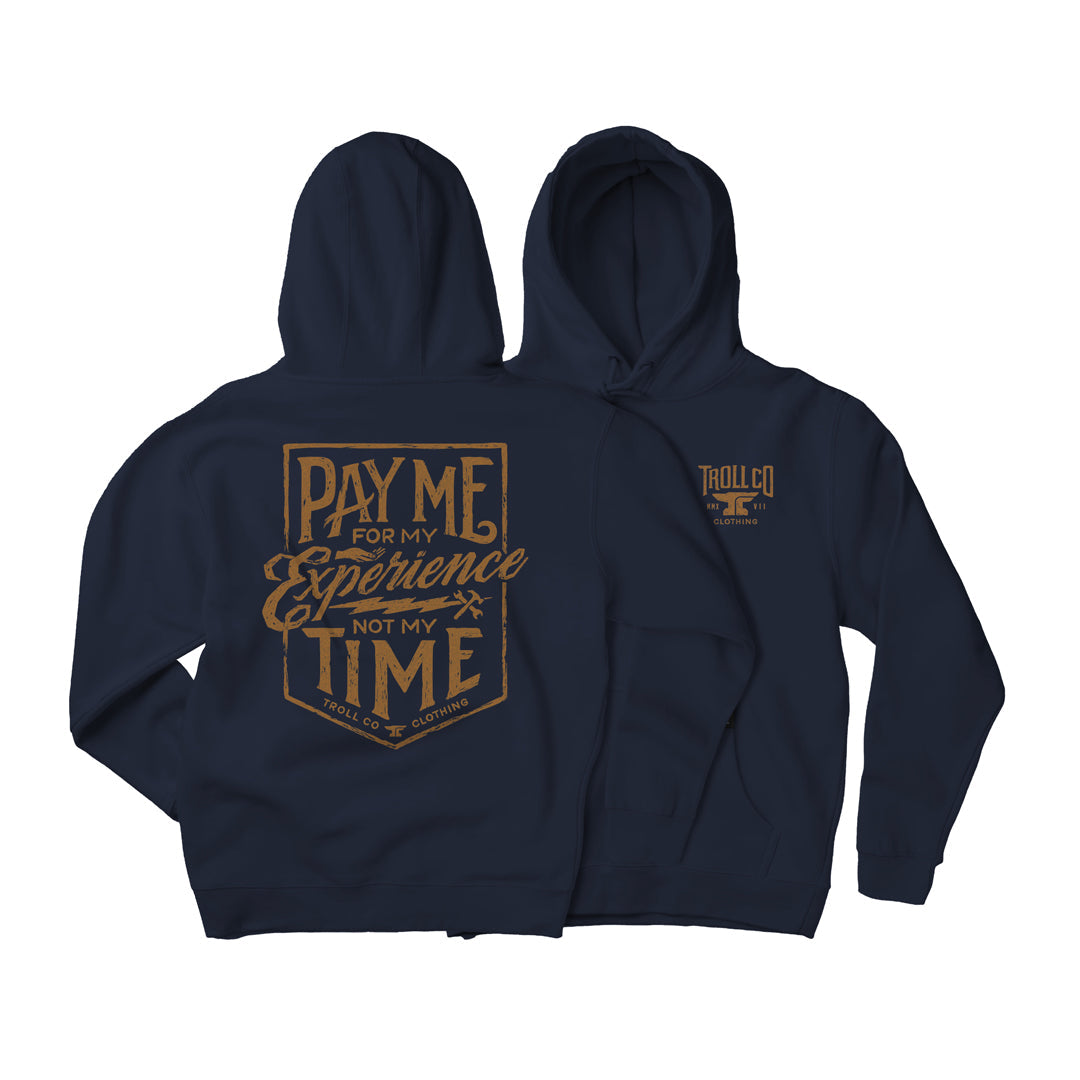 Troll Co. Men's "Pay Me For My Experience" Graphic Hoodie Sweatshirts & Hoodies Troll Co. Navy 2XL Reg