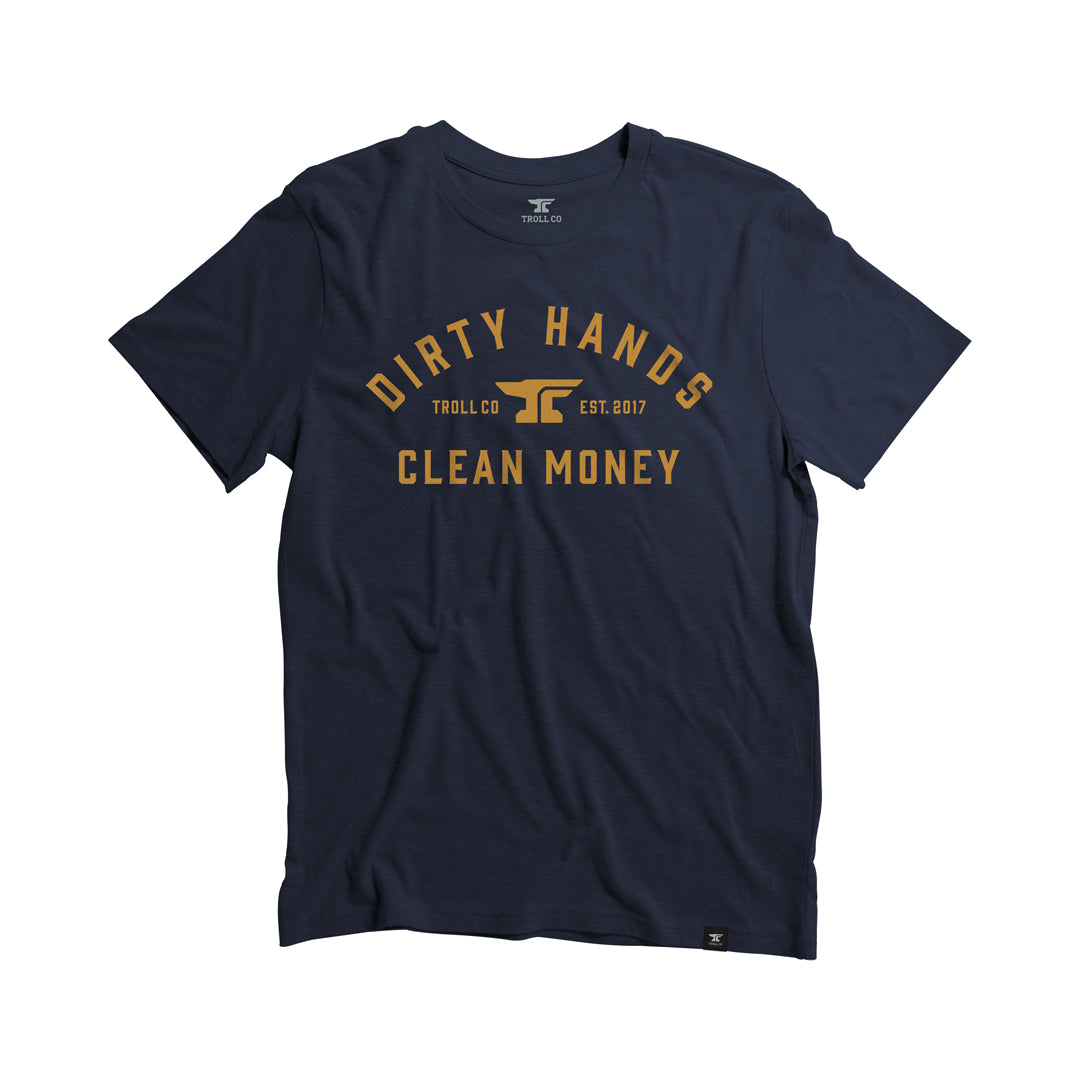 Troll Co. Men&#39;s &quot;Dirty Hands Clean Money&quot; Classic Short SleeveT-Shirt - Work World - Workwear, Work Boots, Safety Gear