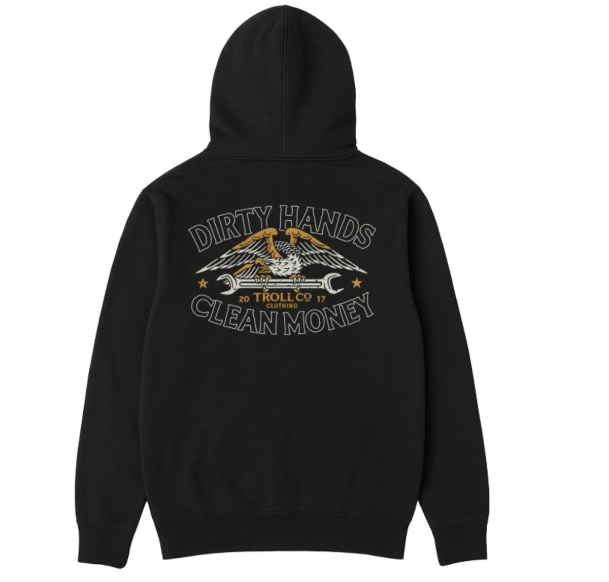 Troll Co. Men's "Dirty Hands Clean Money" Wing Spanner Graphic Hoodie Sweatshirts & Hoodies Troll Co.
