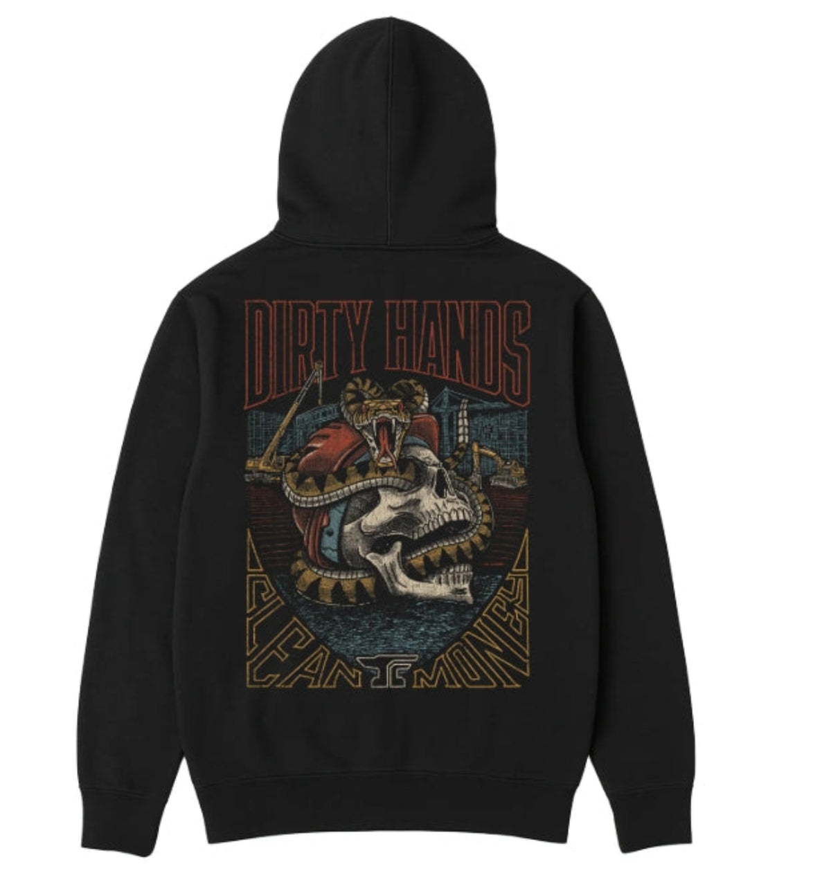 Troll Co. Men's "Dirty Hands Clean Money" Rattled Graphic Hoodie Sweatshirts & Hoodies Troll Co. Black 2XL Reg