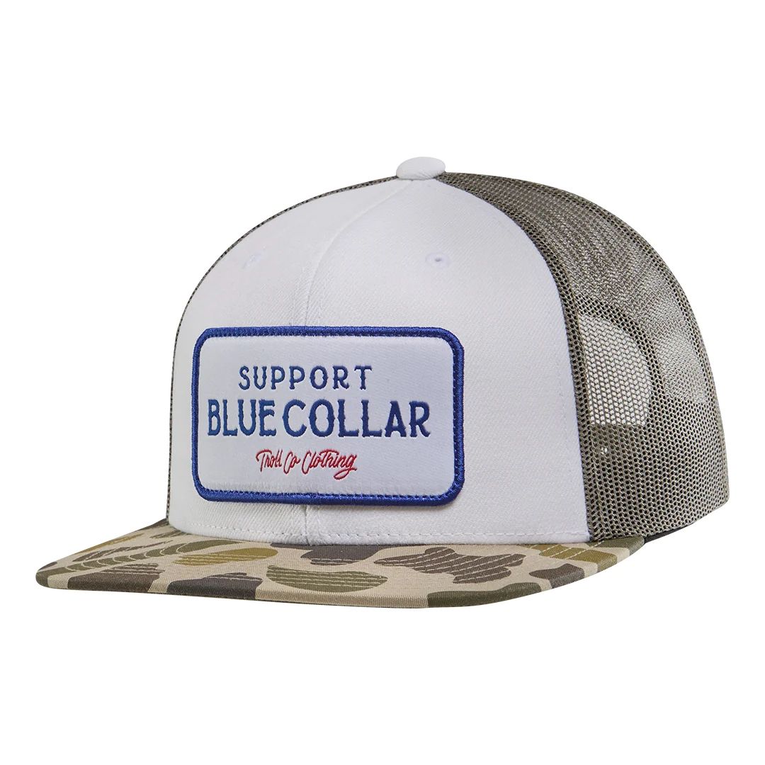 Troll Co. Support Blue Collar Barricade Patch Trucker Hat