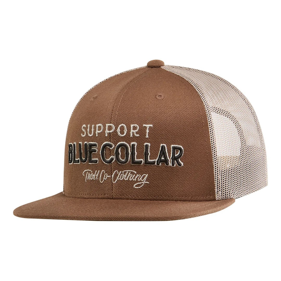 Troll Co. "Support Blue Collar" Barricade Graphic Trucker Hat Hats & Caps Troll Co. Brown/Tan OS