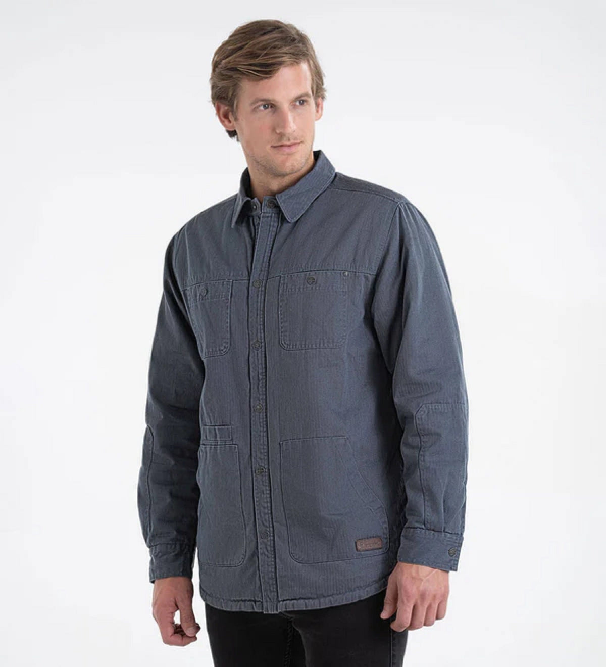 Thorogood Men's Crafted Herringbone Utility Snap Shirt Jac Jackets & Coats Thorogood Vintage Slate 2XL Reg