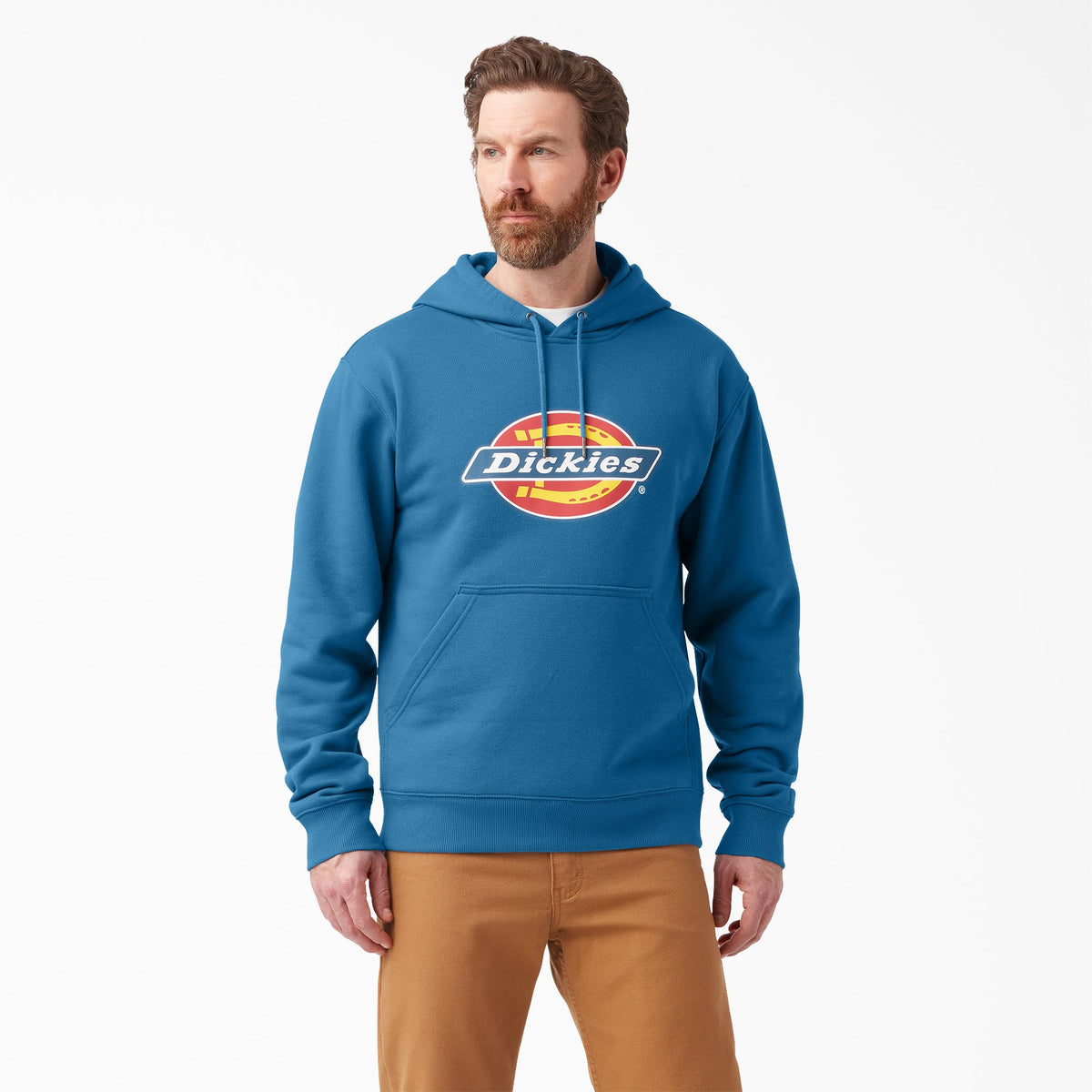 Dickies Men's Tri-Color Logo Knit Fleece Hoodie Sweatshirts & Hoodies Dickies Vallarta Blue 2XL Reg