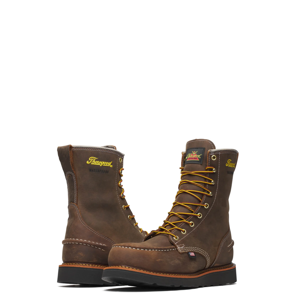 Thorogood Men's 1957 Series 8" Moc Toe Black Wedge Waterproof Steel Toe Work Boot Work Boots Thorogood