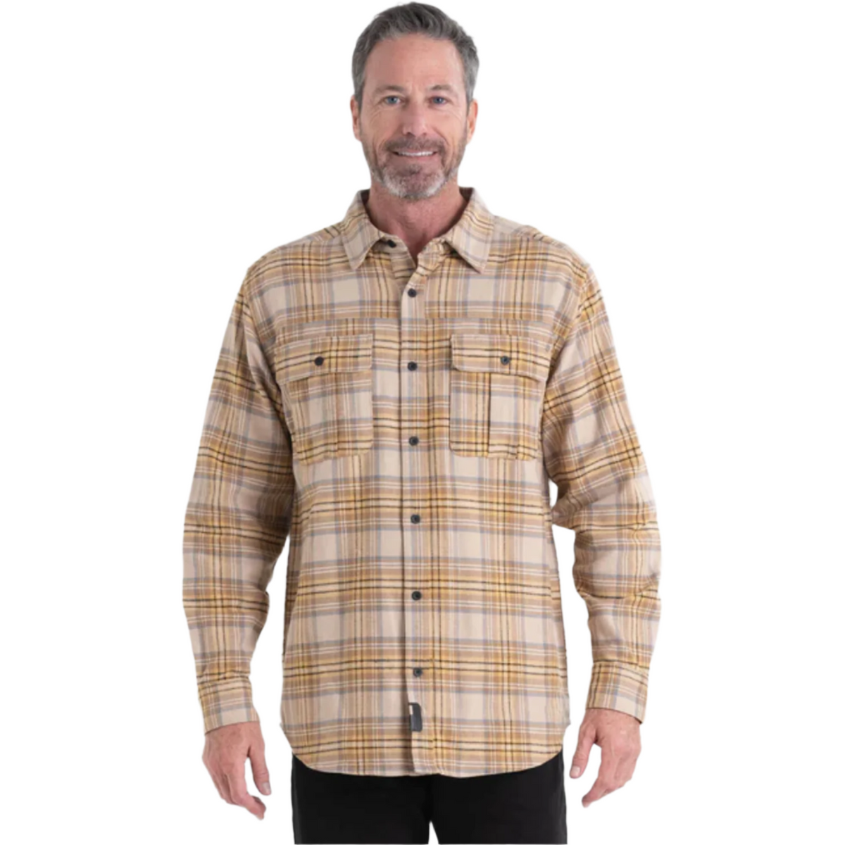 Thorogood Men's Heavyweight Brushed Flannel Button-Down Long Sleeve Work Shirt Work Shirts Thorogood Taylor Plaid Khaki 2XL Reg