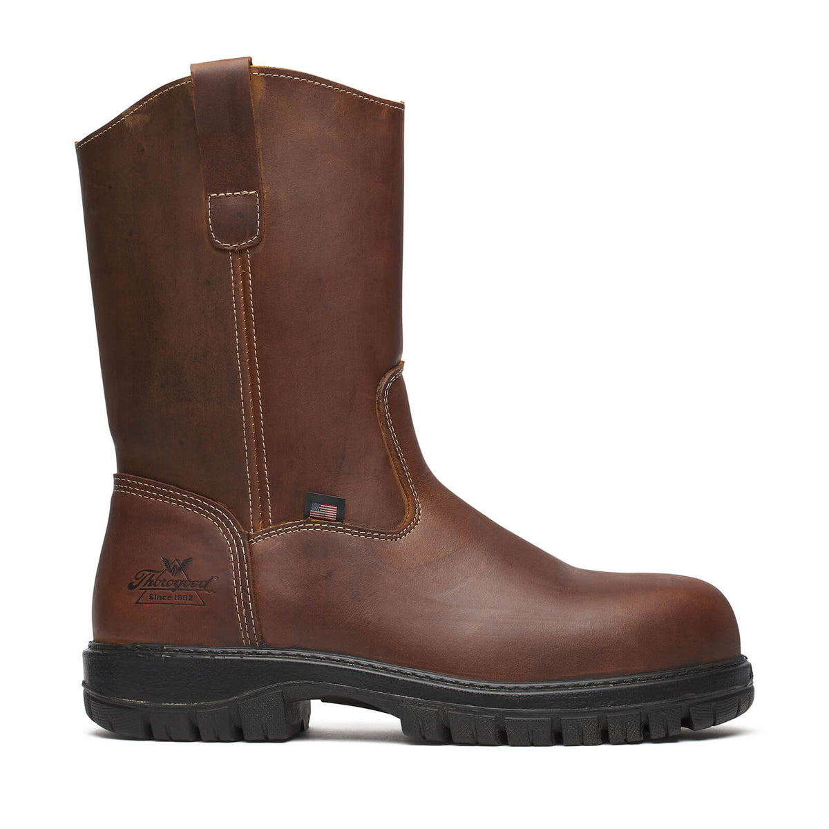 Thorogood Men's Genesis Unlined Wellington 11" Comp Toe Work Boot Work Boots Thorogood Bourbon 10 2E