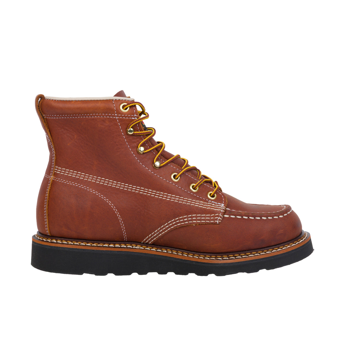 Thorogood Men's American Heritage 6" Moc Toe Black Wedge Boot Work Boots Thorogood Tobacco 10 2E
