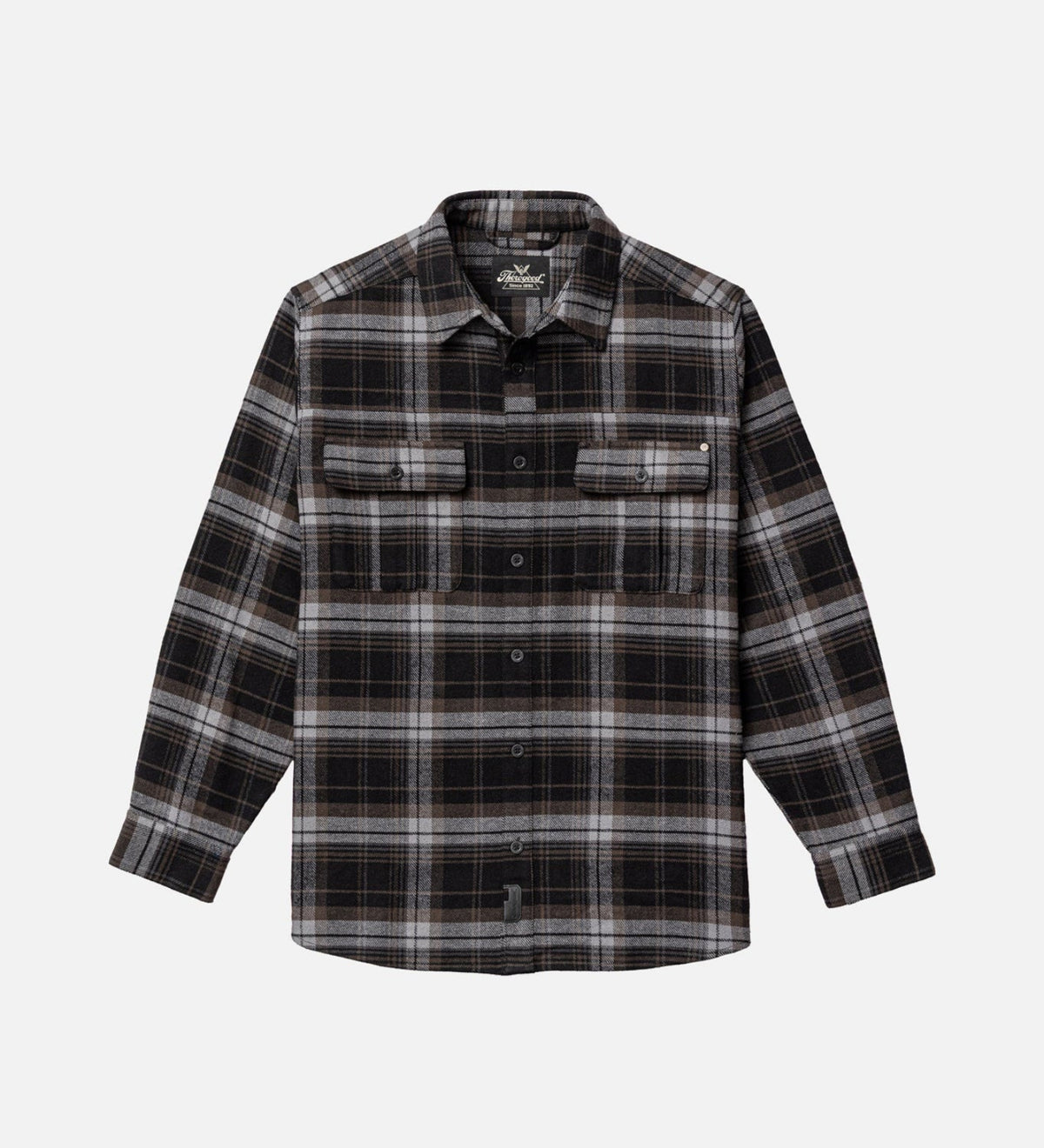 Thorogood Men's Heavyweight Brushed Flannel Button-Down Long Sleeve Work Shirt Work Shirts Thorogood Midnight Road Plaid 2XL Reg