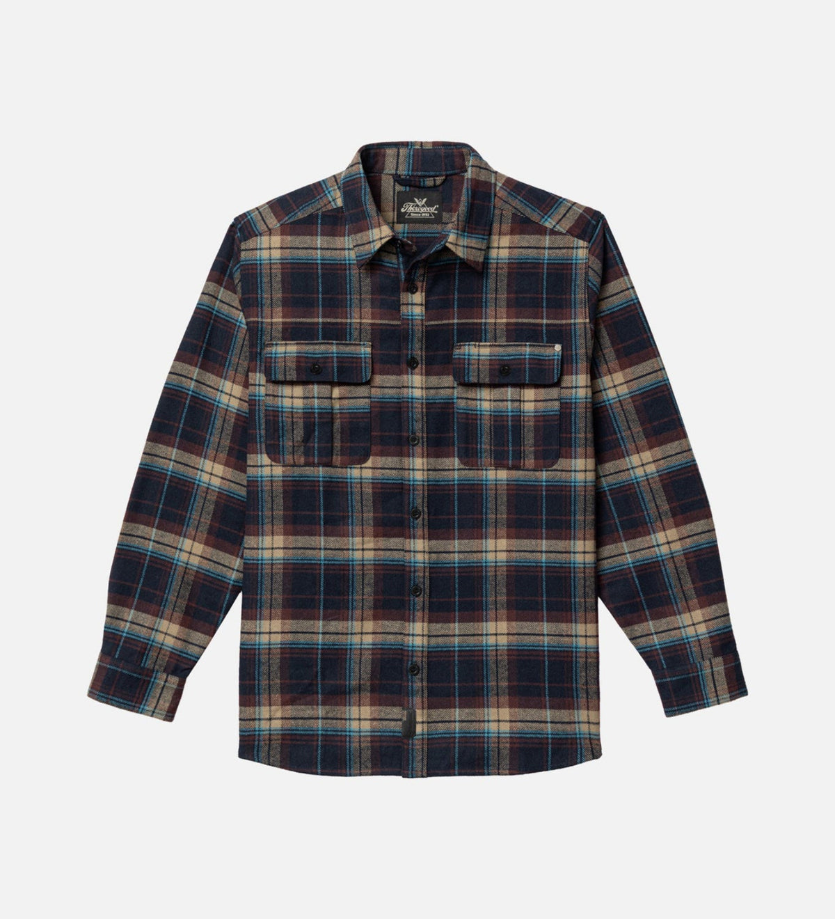 Thorogood Men's Heavyweight Brushed Flannel Button-Down Long Sleeve Work Shirt Work Shirts Thorogood Steel Blue Plaid 2XL Reg