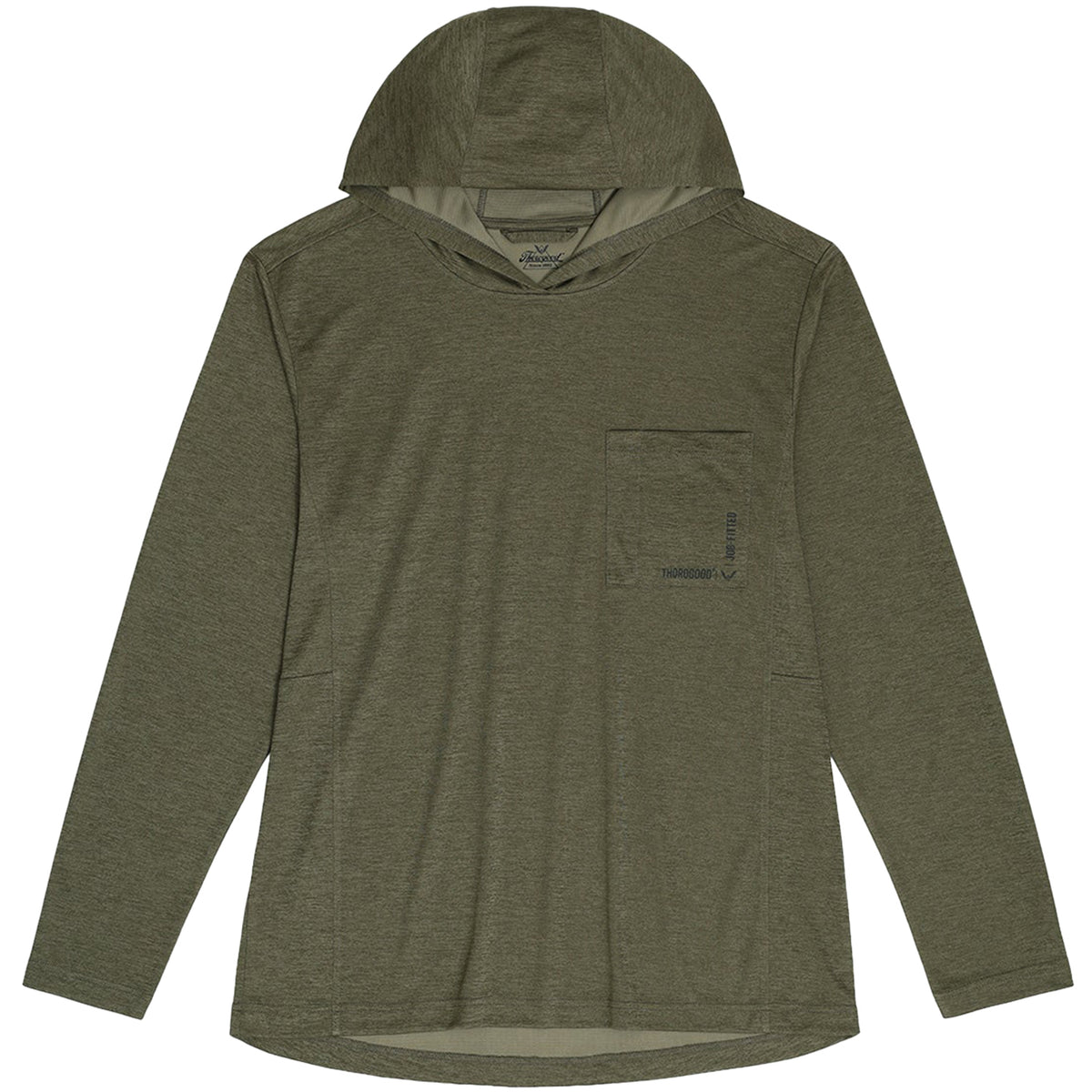 Thorogood Men's Lightweight UPF COOLMAX® Hooded Long Sleeve T-shirt Sweatshirts & Hoodies Thorogood Olive Night Heather 2XL Reg