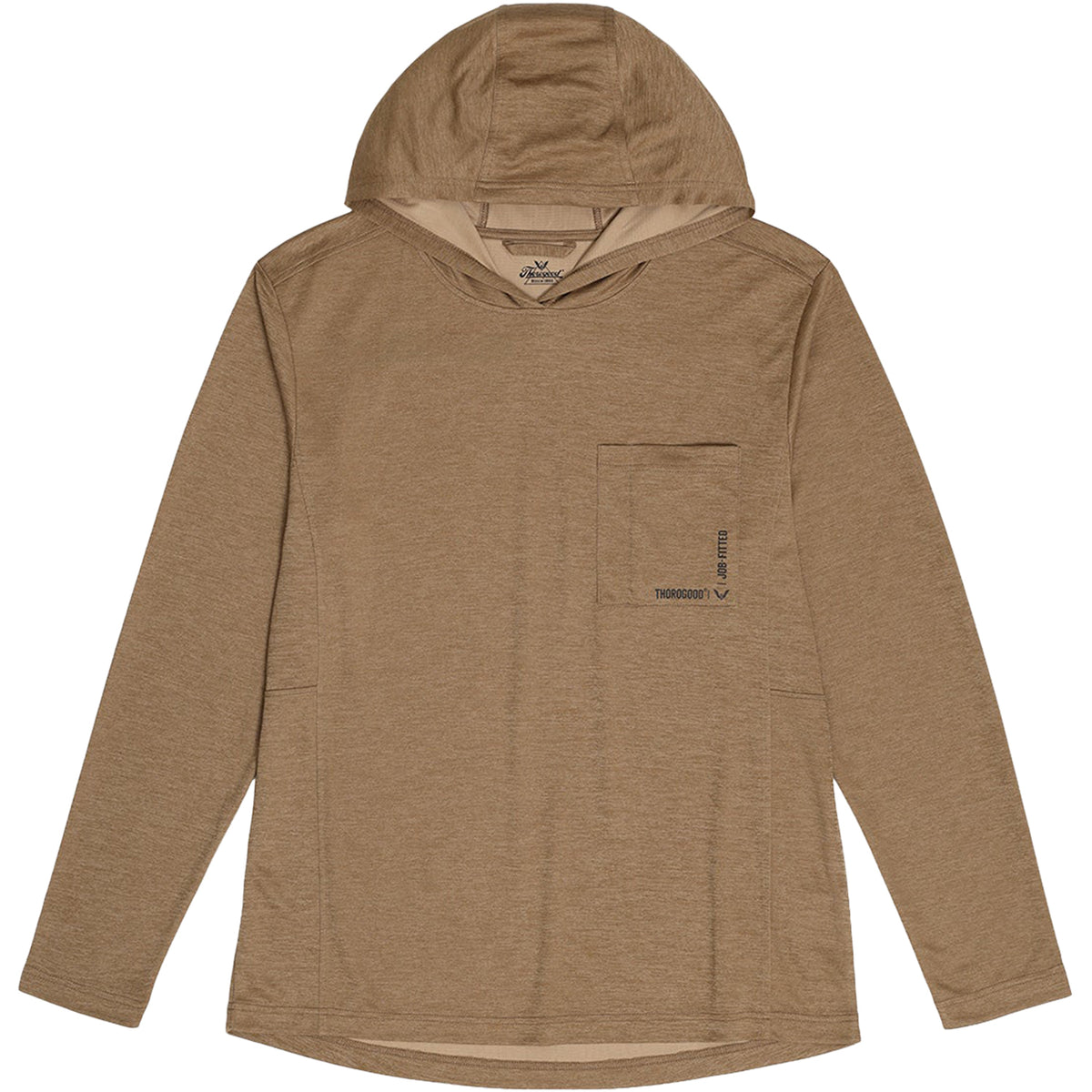 Thorogood Men's Lightweight UPF COOLMAX® Hooded Long Sleeve T-shirt Sweatshirts & Hoodies Thorogood Otter Heather 2XL Reg