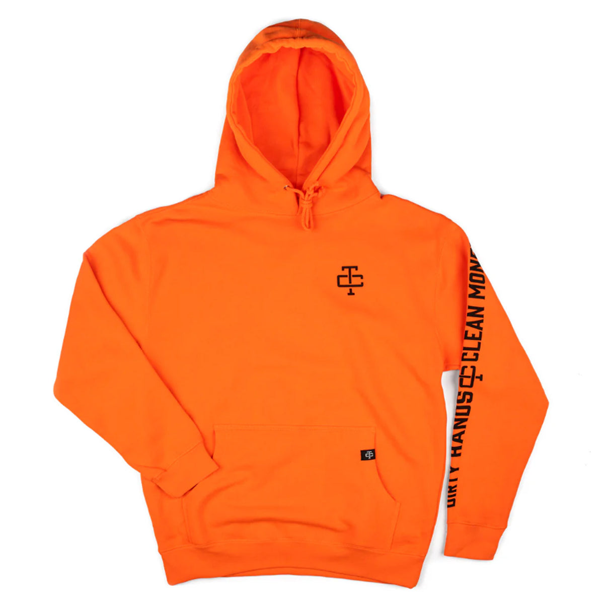 Troll Co. Men&#39;s Blaze Orange &quot;Dirty Hands Clean Money&quot; Sleeve Logo Hoodie - Work World - Workwear, Work Boots, Safety Gear