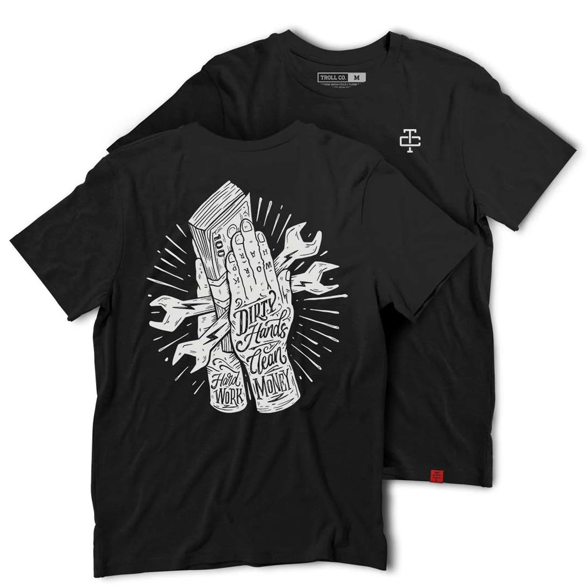 Troll Co. Men&#39;s Hard Work &quot;Dirty Hands Clean Money&quot; Short Sleeve T-Shirt - Work World - Workwear, Work Boots, Safety Gear