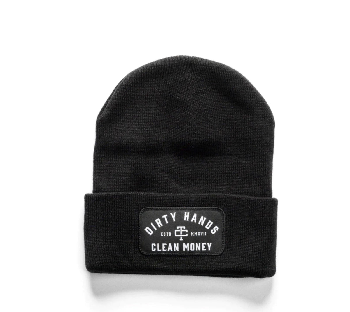 Troll Co. Premium "Dirty Hands Clean Money" Patch Knit Beanie Hats & Caps Troll Co. Black OS