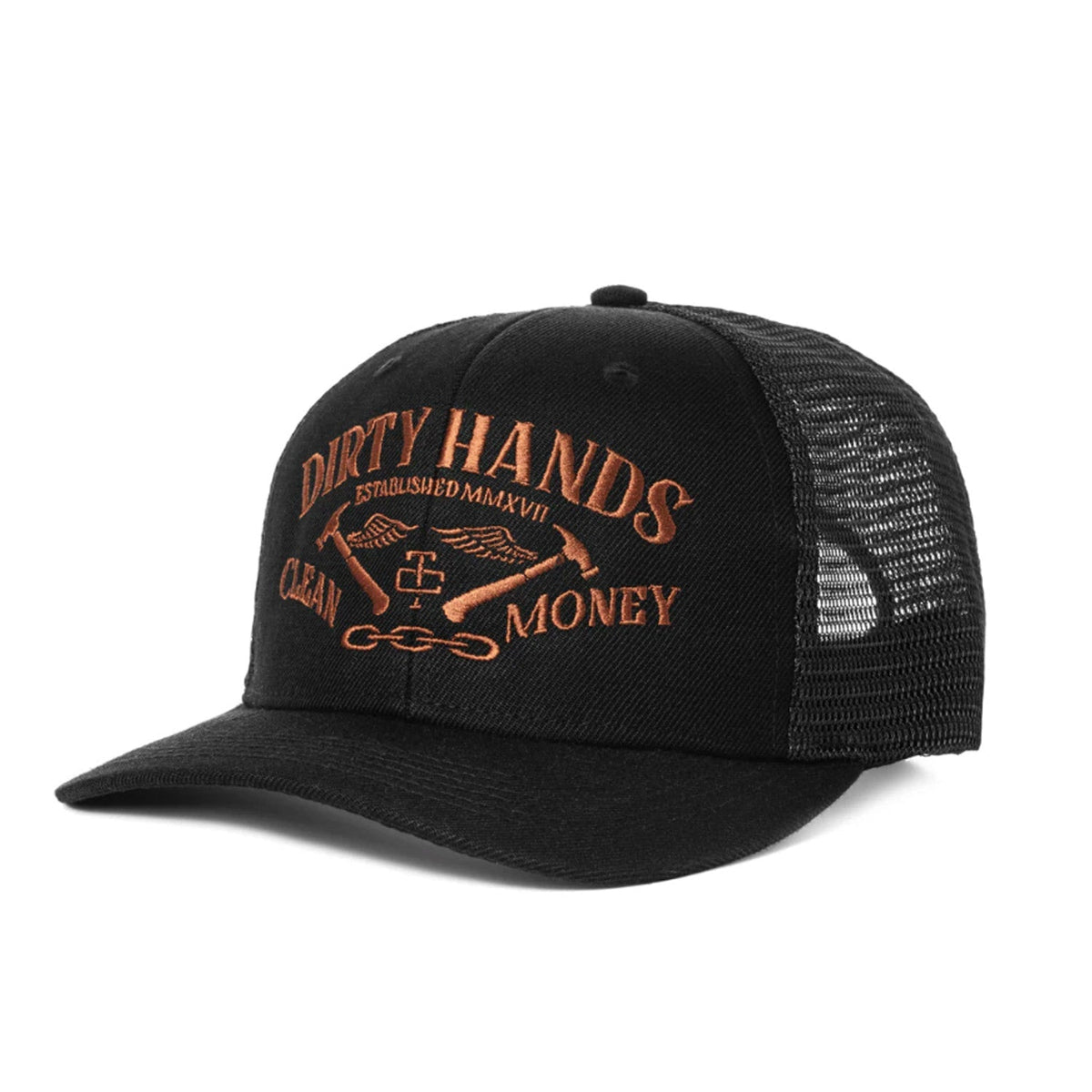 Troll Co. Catena "Dirty Hands Clean Money" Curved Brim Snapback Cap Hats & Caps Troll Co. Black/Brown Embroidery OS