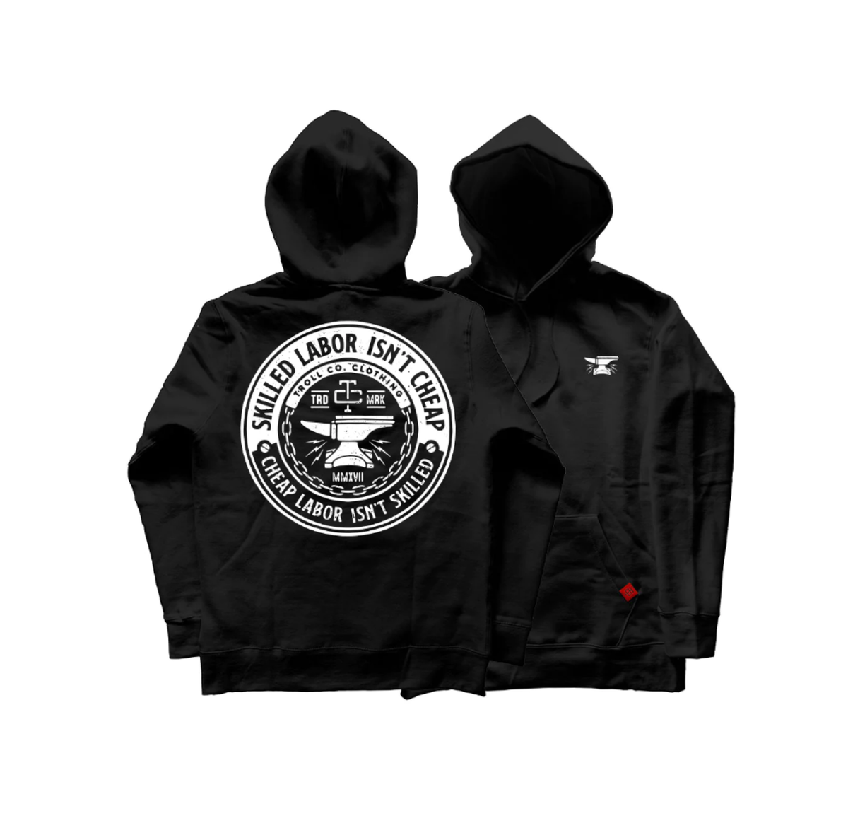 Troll Co. Men's "Skilled Labor Isn't Cheap" Graphic Hoodie Sweatshirts & Hoodies Troll Co. Black 2XL Reg