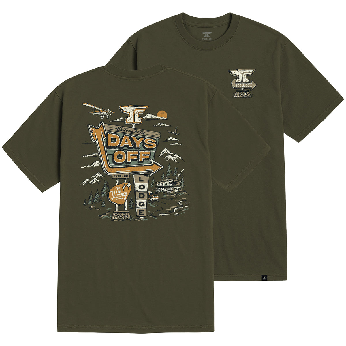 Troll Co. Men's Days Off Lodge T-Shirt T-Shirts Troll Co. Military Green 2XL Reg