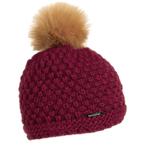 Turtle Fur Women&#39;s Snowfall Sherpasoft Interior Lined Faux Fur Pom Knit Beanie - Work World - Workwear, Work Boots, Safety Gear