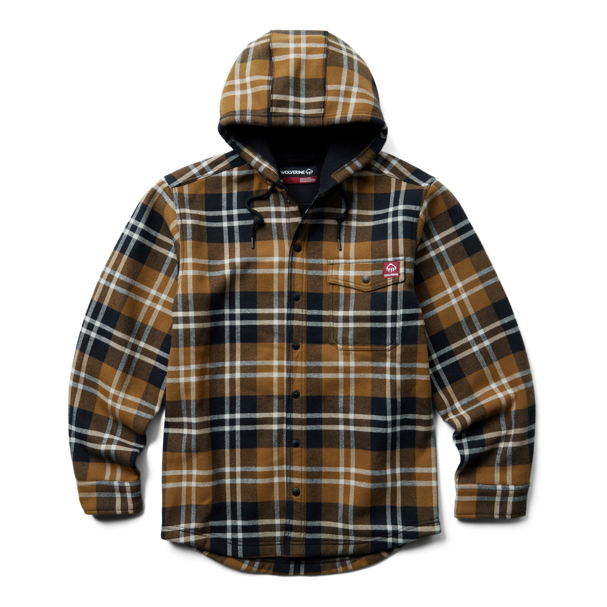 Wolverine Men's Bucksaw Bonded Flannel Shirt Jac Jackets & Coats Wolverine Pecan Plaid 2XL Reg