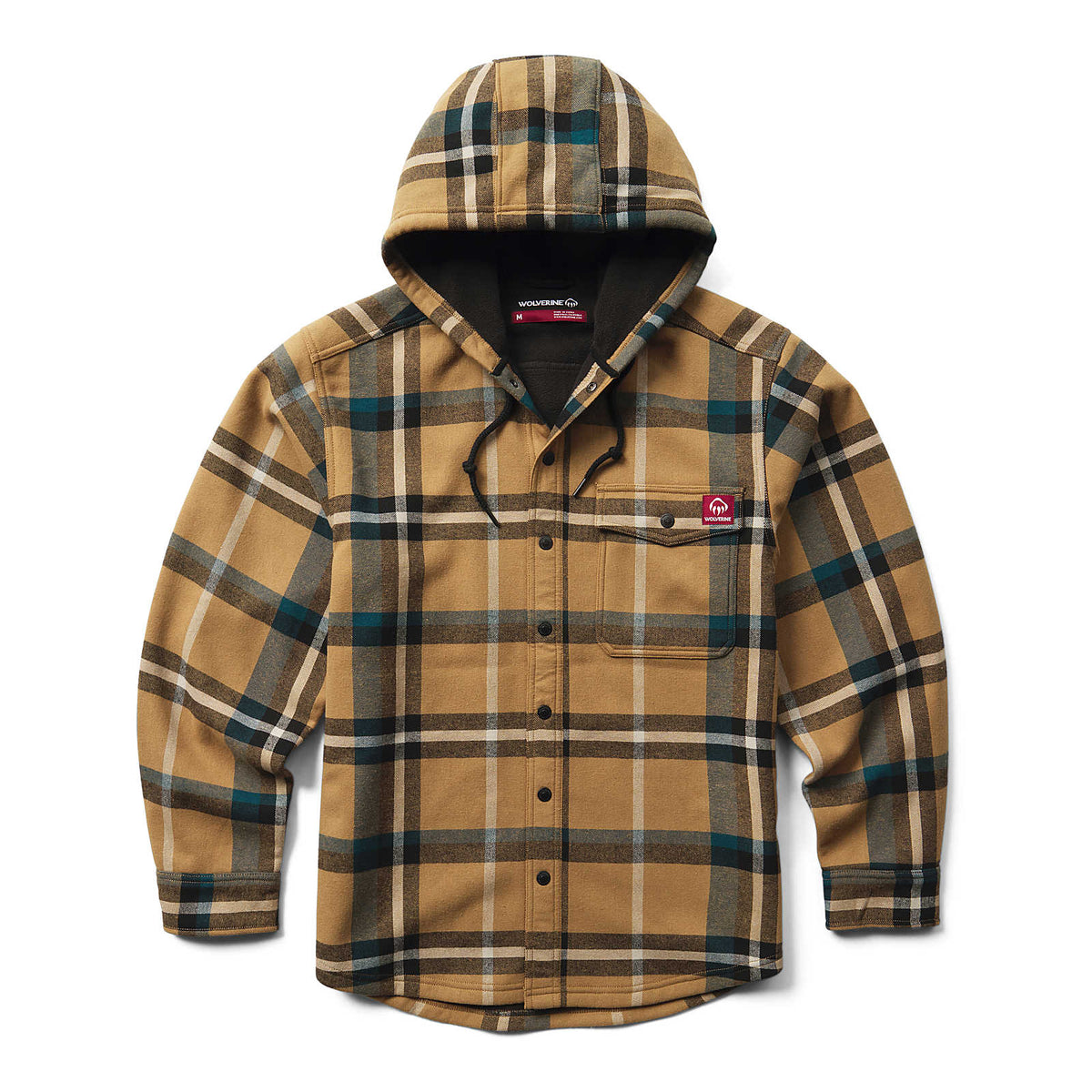 Wolverine Men's Bucksaw Bonded Flannel Shirt Jac Jackets & Coats Wolverine Hickory Plaid 2XL Reg