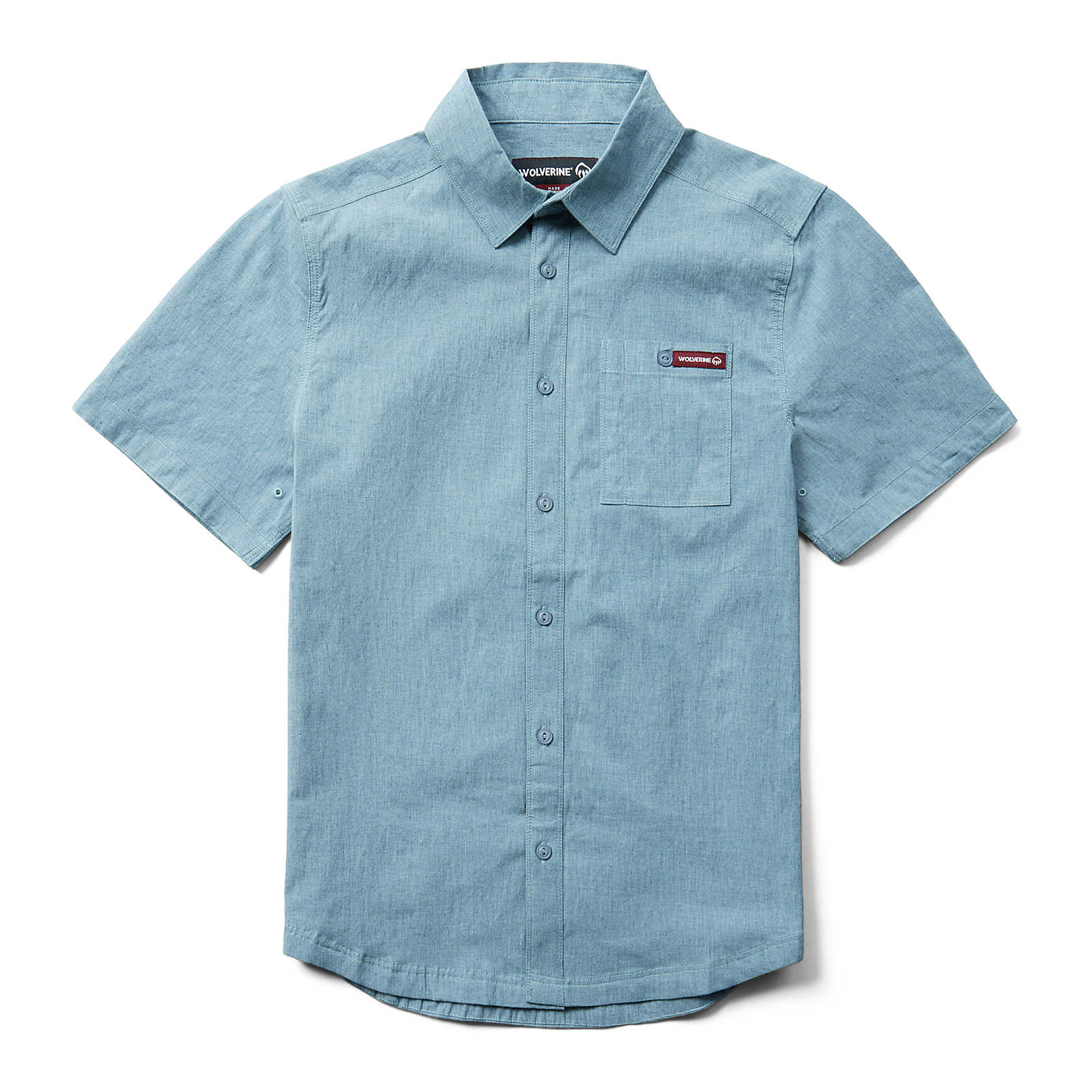 Wolverine Men's Grayson Button-Down Chambray Short Sleeve Work Shirt - Work World - Workwear, Work Boots, Safety Gear