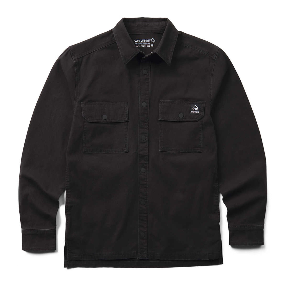 Wolverine Men's Steelhead Stretch Canvas Snap-Up Shirt Jac Long Sleeve T-Shirts Wolverine Black 2XL Reg