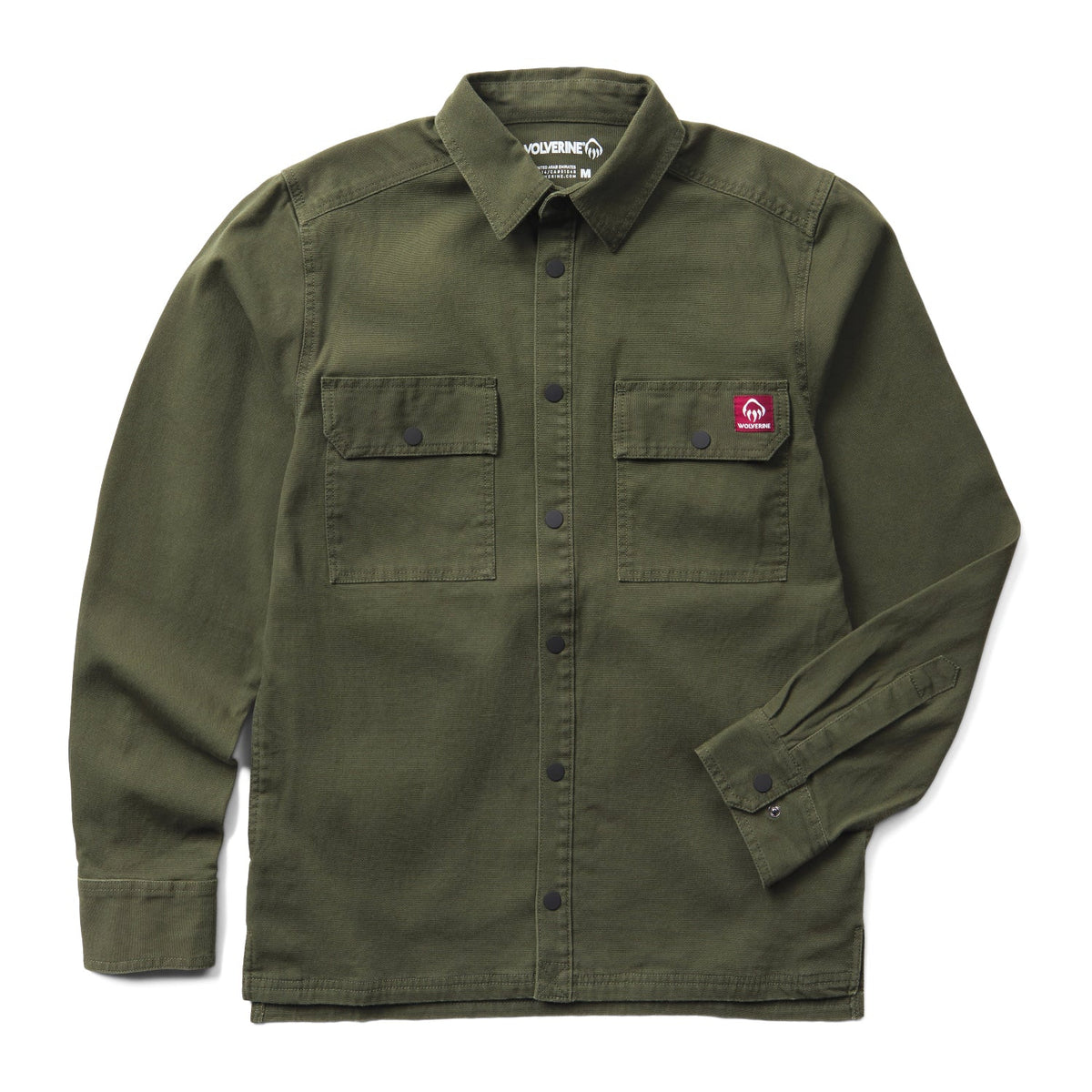 Wolverine Men's Steelhead Stretch Canvas Snap-Up Shirt Jac Long Sleeve T-Shirts Wolverine Olive 2XL Reg