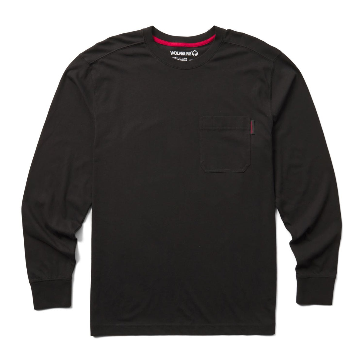 Wolverine Men's Classic Long Sleeve Pocket T-Shirt Long Sleeve T-Shirts Wolverine Black 2XL Reg