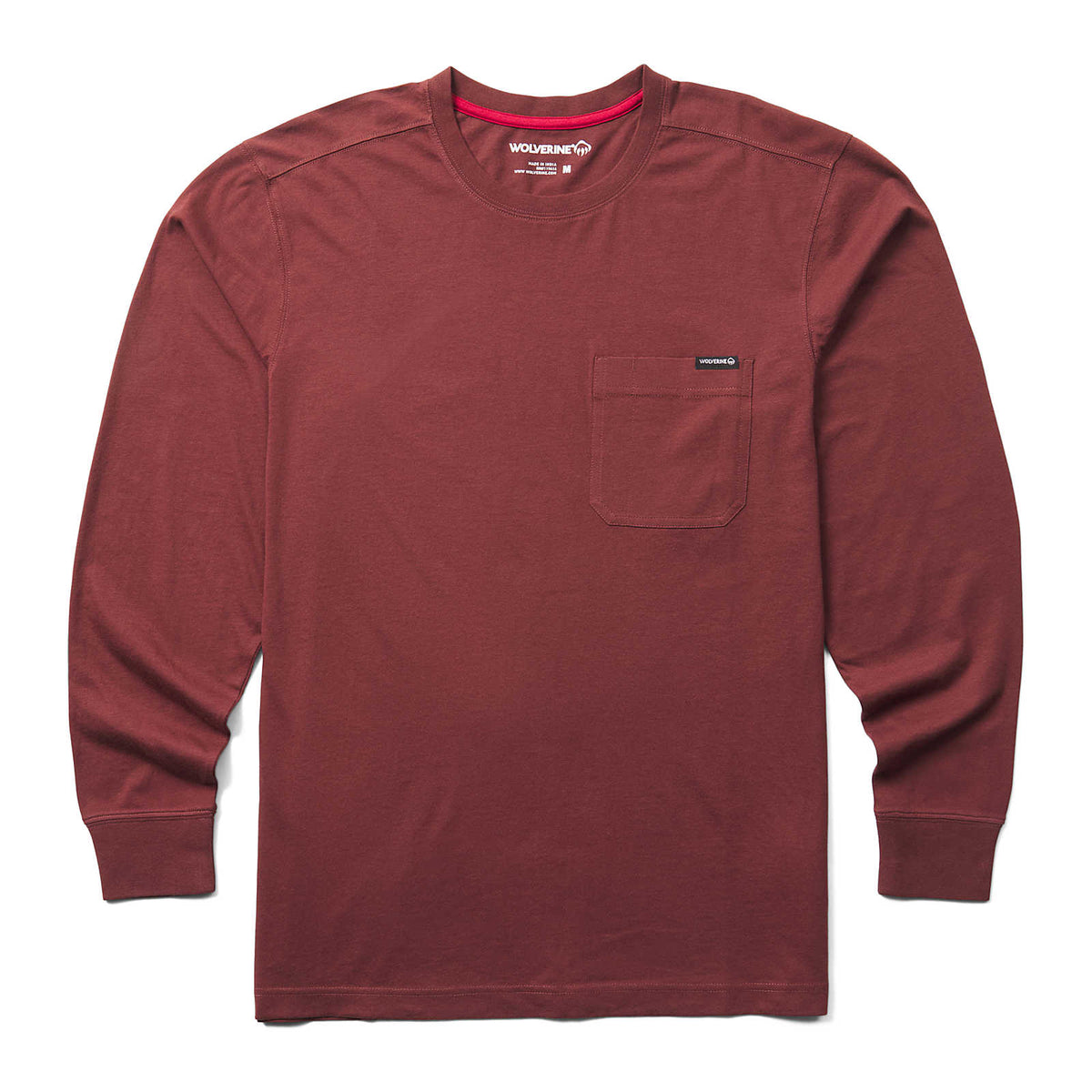 Wolverine Men's Classic Long Sleeve Pocket T-Shirt Long Sleeve T-Shirts Wolverine Oxblood 2XL Reg