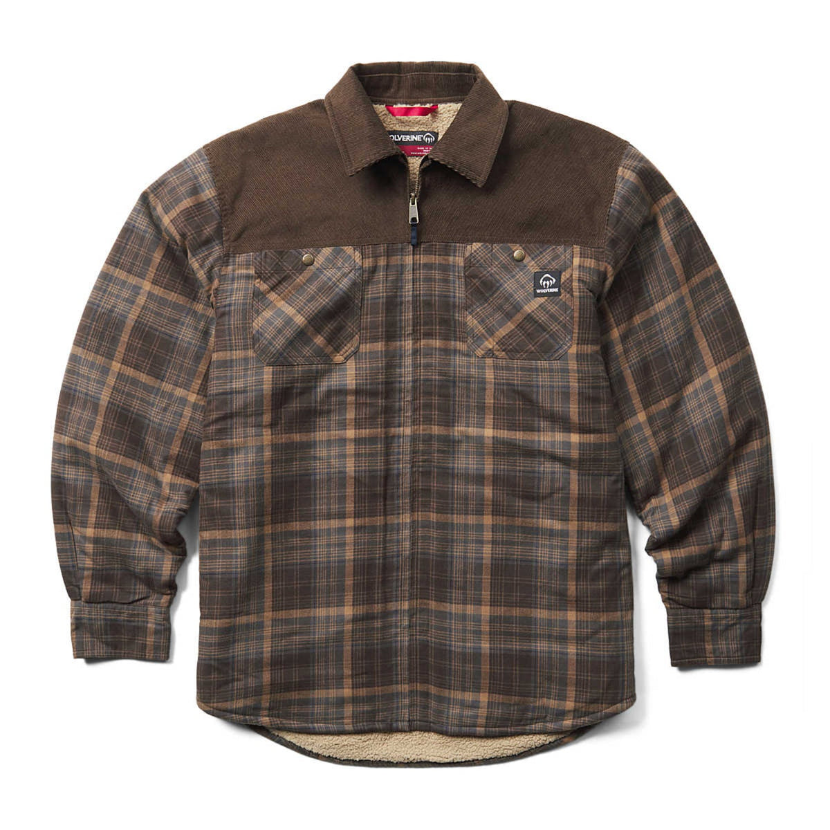 Wolverine Men's Marshall III Sherpa Full-Zip Shirt Jac Jackets & Coats Wolverine Dark Earth 2XL Reg