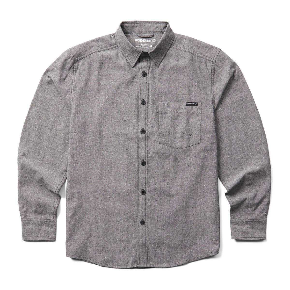 Wolverine Men's Re-Built Chest Pocket Button-Up Long Sleeve Work Shirt Work Shirts Wolverine Gray Chambray 2XL Reg