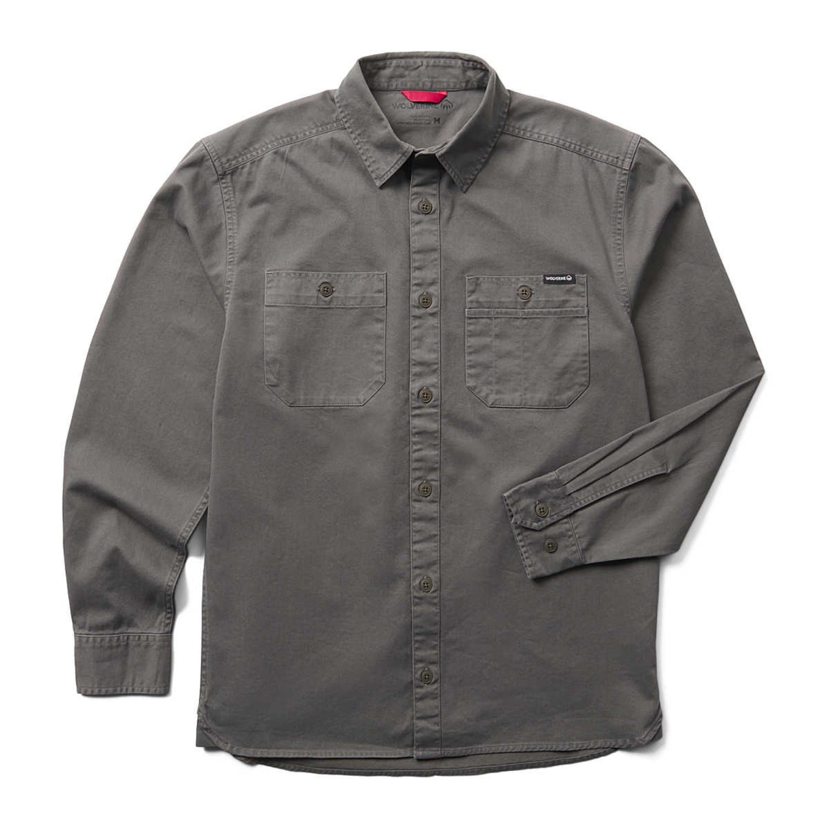 Wolverine Men's Leland Twill Button-Up Long Sleeve Work Shirt Work Shirts Wolverine Greystone 2XL Reg
