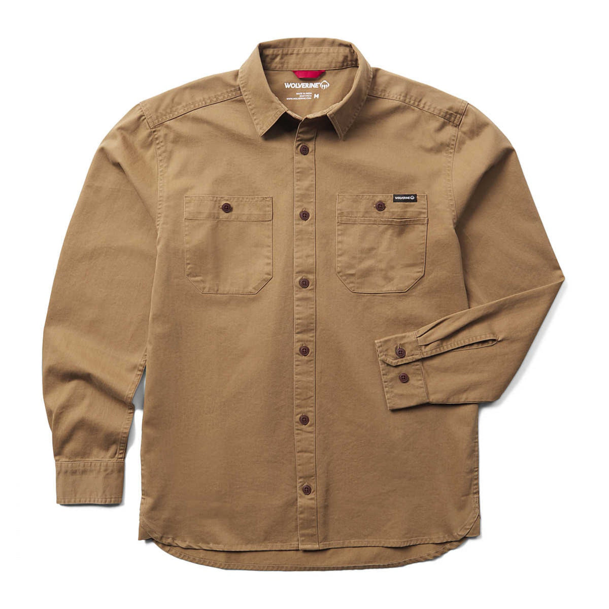 Wolverine Men's Leland Twill Button-Up Long Sleeve Work Shirt Work Shirts Wolverine Coyote 2XL Reg