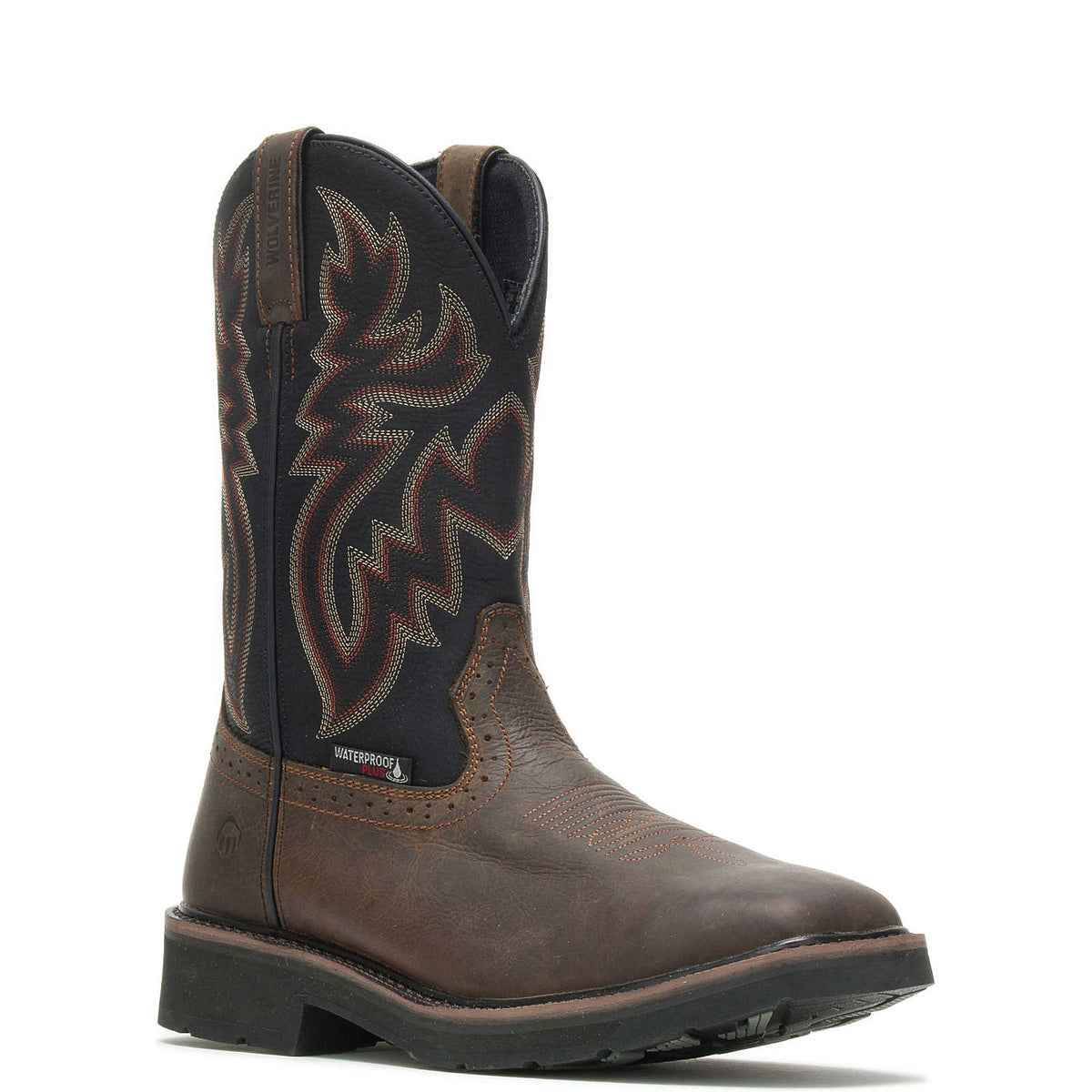 Wolverine Men's Rancher Waterproof Steel Toe Work Boot Western Boots Wolverine Black/Brown 10 M