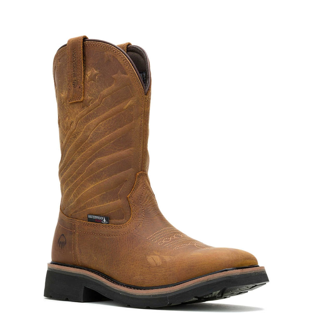 Wolverine Men's Rancher Flag LX Waterproof 10" Steel Toe Western Boot Work Boots Wolverine