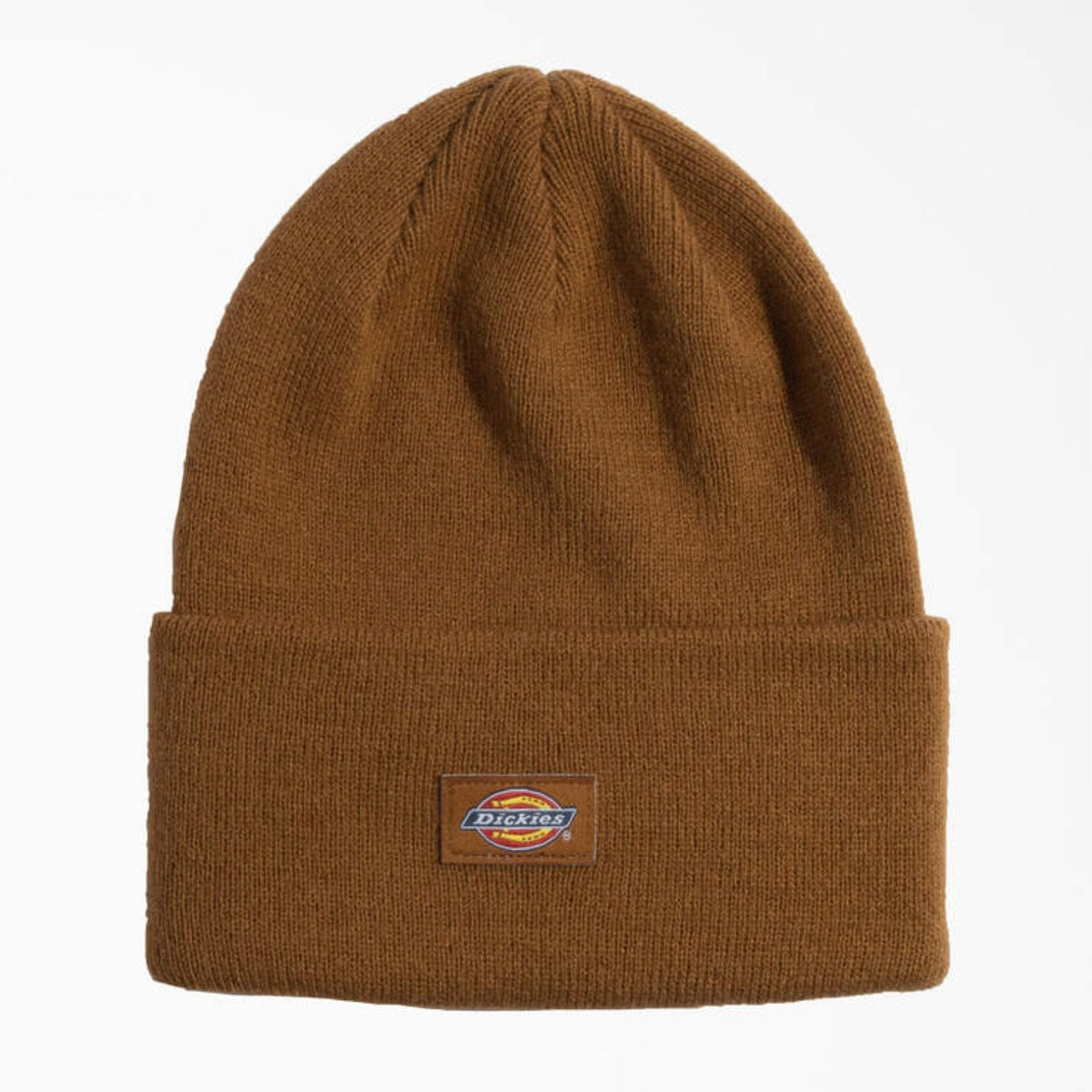 Dickies Logo Patch Tall Cuffed Acrylic Beanie Hats & Caps Dickies Brown Duck OS