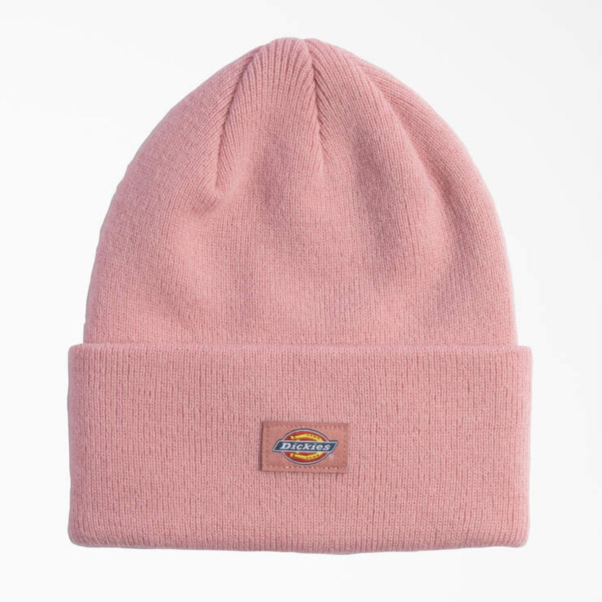 Dickies Logo Patch Tall Cuffed Acrylic Beanie Hats & Caps Dickies Dusty Rose OS