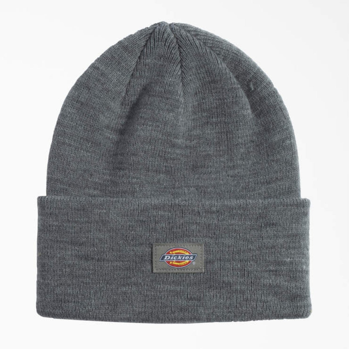 Dickies Logo Patch Tall Cuffed Acrylic Beanie Hats & Caps Dickies Heather Grey OS